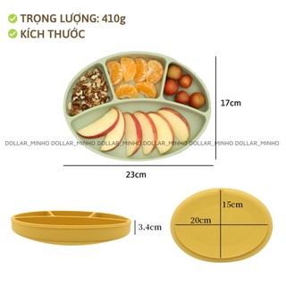 Tổng hợp Khay ăn dặm Minho oval chất liệu silicone cao cấp có đế hít chống đổ cho bé <Không hộp>
