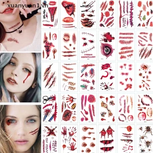 Set 30 Hình Xăm Dán Vết Thương Máu Chống Nước Phong Cách Halloween Độc Đáo