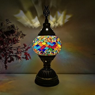 Đèn Để Bàn Mặt Kính Họa Tiết Mosaic Phong Cách Vintage Nghệ Thuật Thổ Nhĩ Kỳ