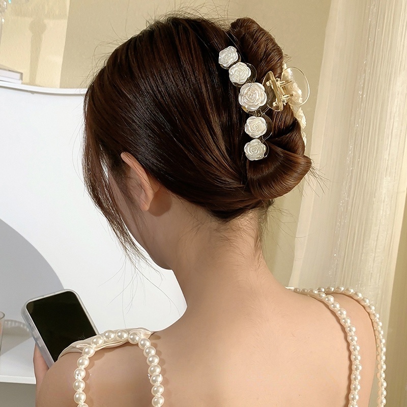 Kẹp Tóc Càng Cua Đính Hoa Trà Xinh Xắn Phong Cách Retro Cho Nữ Empoli