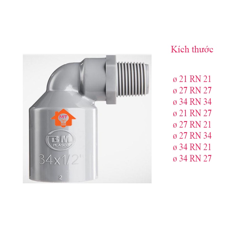 Co 90 PVC ren ngoài, Co 90 nối ống Ren Ngoài PVC Bình Minh.nhiều kích ...