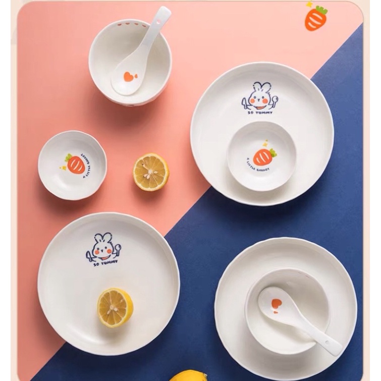 Set bát đĩa Gấu Bear/Thỏ xinh sang trọng