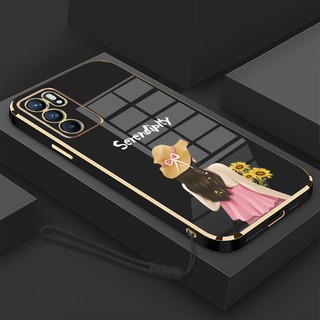 ốp lưng oppo reno 6 4g reno 6 5g reno 6z 5g Ốp Điện Thoại TPU Silicon Viền Mạ Màu Hình Cô Gái Xinh Đẹp Cho oppo reno 6 4g reno 6 5g reno 6z 5g