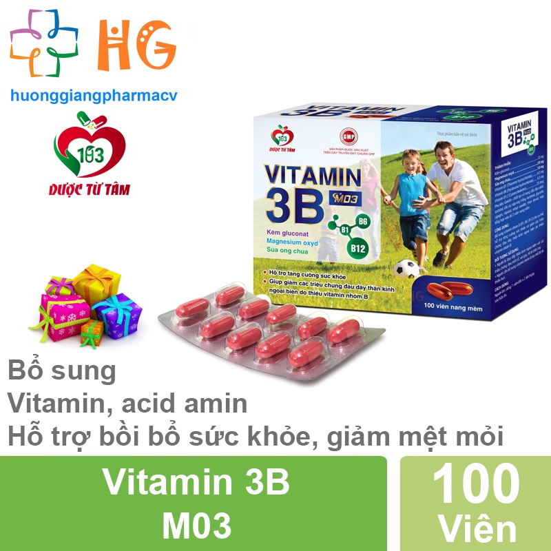Vitamin 3B M03 Bổ sung Sữa ong chúa Kẽm Magnesium Vitamin B1 B6 B12