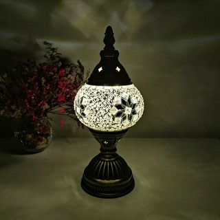Đèn Để Bàn Mặt Kính Họa Tiết Mosaic Phong Cách Vintage Nghệ Thuật Thổ Nhĩ Kỳ