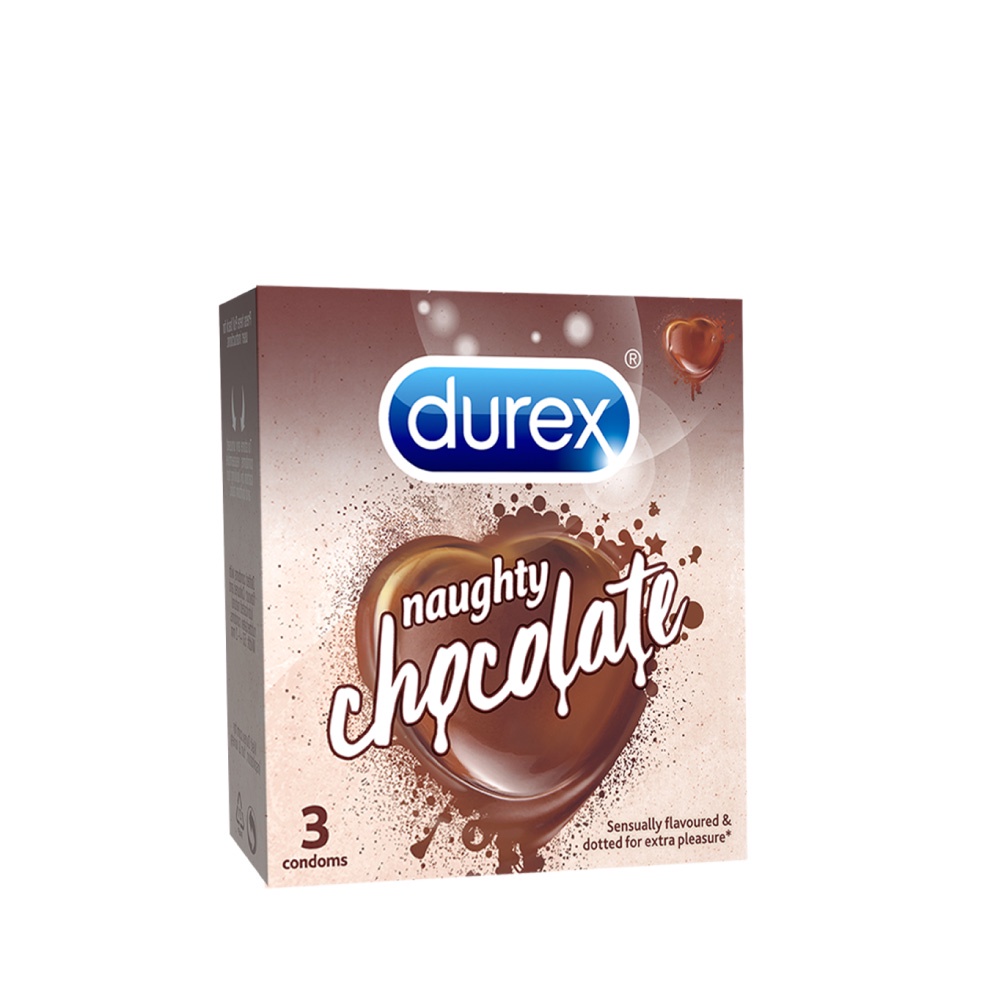Ảnh Durex Naughty Chocolate hương socola (size 53mm, hộp 3 bao) 1