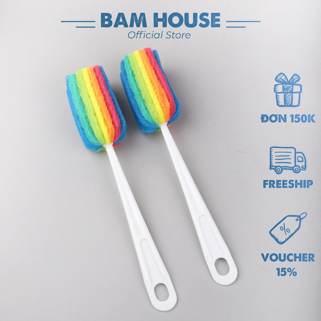 Ảnh Dụng cụ chùi rửa ly, cốc, bình Bam House cầu vồng cao cấp CR01 1