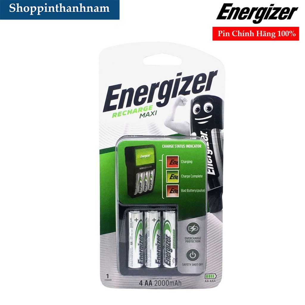 Bộ sạc pin Energizer CHVCM4 chính hãng tặng kèm 04 pin sạc AA 2000mAh ...