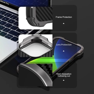 [R-JUST] Metal Carbon Fiber Magnetic Case For iPhone 16 ProMax 15 Plus 14 13 12 Pro Max 14Plus with Camera Lens Protection Phone Cover Slim Bumper Ốp Điện Thoại Sợi Carbon Từ Tính Có Khung Bảo Vệ Camera