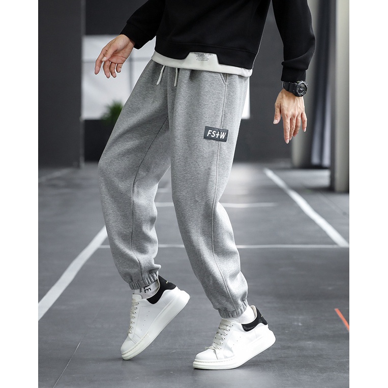 Quần dài Jogger nam thể thao nam in logo FSM chữ đơn giản chất vải nỉ da cá 100 cotton HappyFamily
