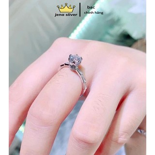 nhẫn nữ đốt trúc , bạc 925 dày dặn , đính đá sang chảnh - jena sliver