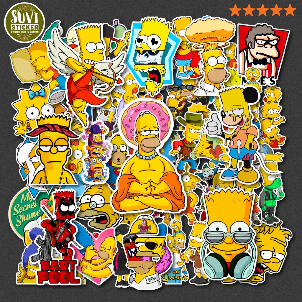 Sticker Gia Đình Simpson chống nước sticker dán mũ bảo hiểm, laptop ...
