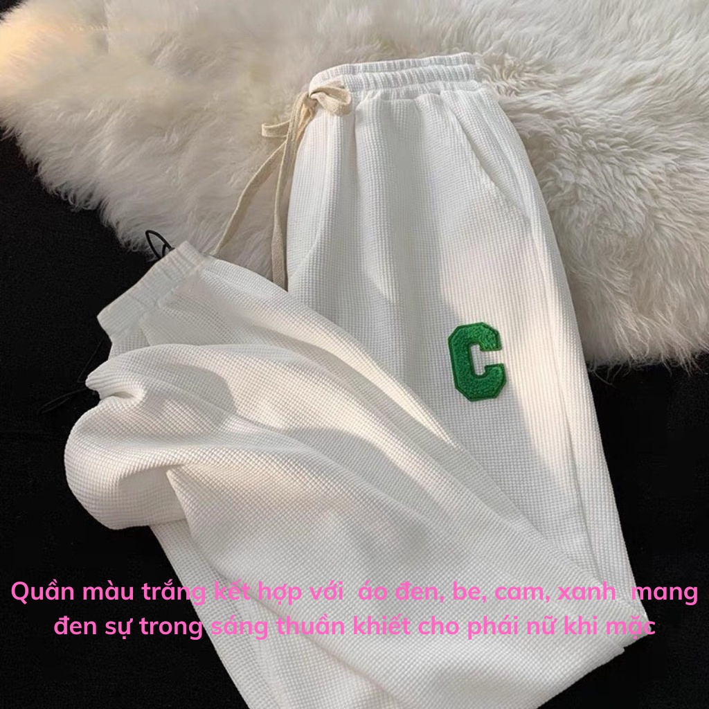 Quần Jogger Tổ ong Chữ C - Quần ống rộng bo gấu thể thao unisex dày dặn phong cách Ulzzang