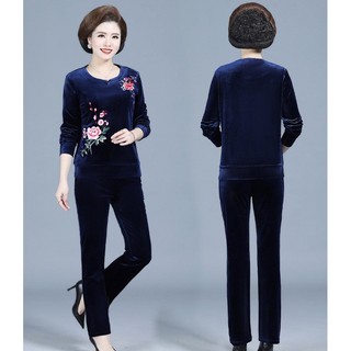 Bộ nhung cho bà cho mẹ mặc thu đông cực ấm cực xinh A1