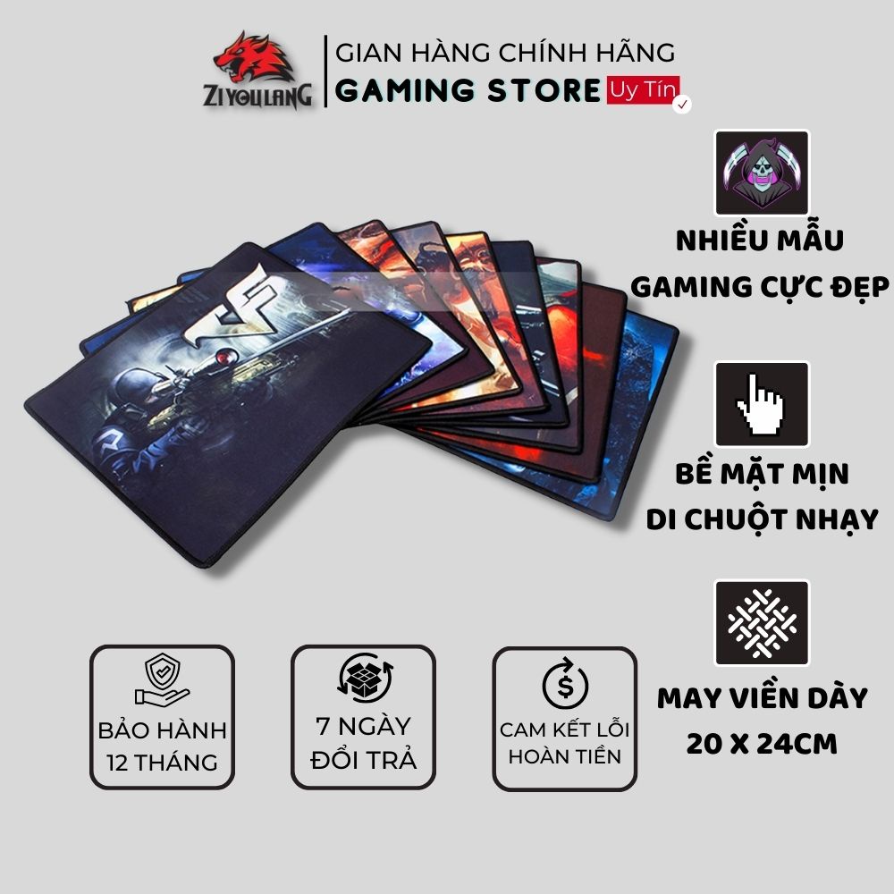 Lót Chuột Gaming ZiyouLang Size 25x21cm, Nhiều Mẫu Đa Dạng Cực Đẹp, Giao Hàng Ngẫu Nhiên, May Viền Chắc Chắn