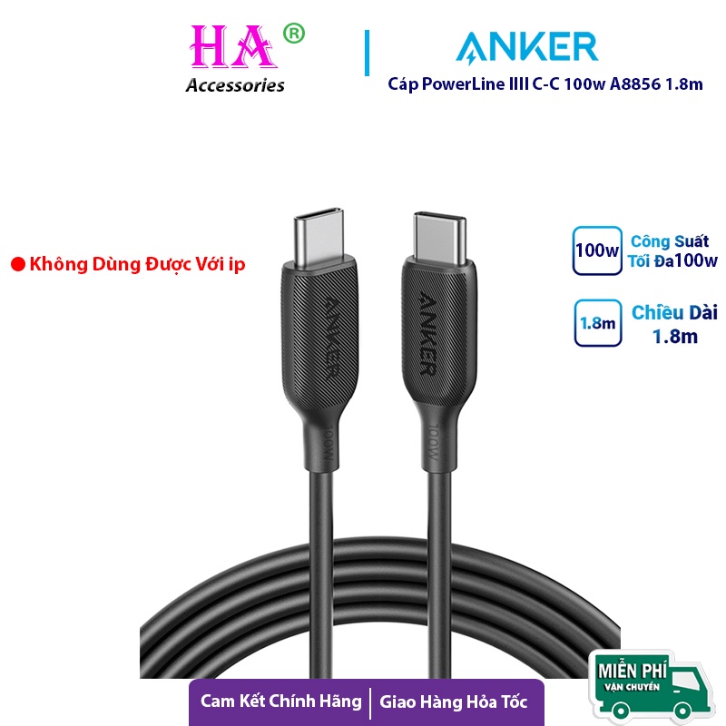 Cáp Sạc Nhanh Anker Powerline III USB-C to USB-C 100w A8856 Dài 1.8m ...