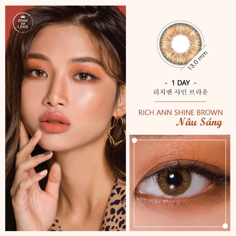 Ảnh Lens mắt cận ANN365 - bộ sưu tập 1 ngày màu nâu, xám không cần ngâm - 1 chiếc 3