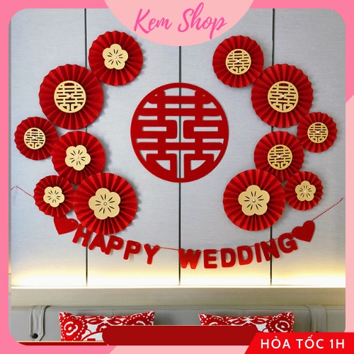 Dây chữ HAPPY WEDDING trang trí đám cưới, phòng cưới - Kem Shop K260