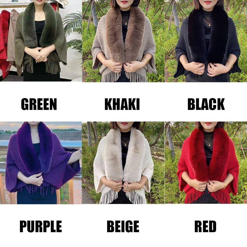 HOBBYIN Lông Thú Giả Cổ Áo Cardigan Áo Nữ Mùa Đông Ấm Áp