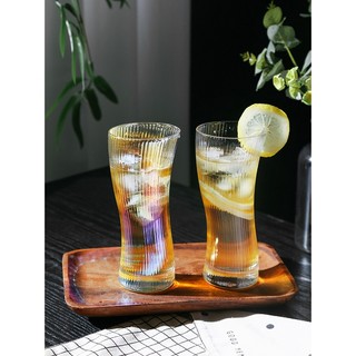 Bộ 6 Ly thuỷ tinh 380ml, Cốc thuỷ tinh sọc cong chữ S chịu nhiệt dùng uống cafe, trà sữa, nước ép