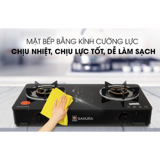 Bếp ga Sakura SA-2375GB-Chính hãng trưng bày-Mặt bếp: Kính cường lực Đầu đốt:Đầu đốt tiết kiệm gas
