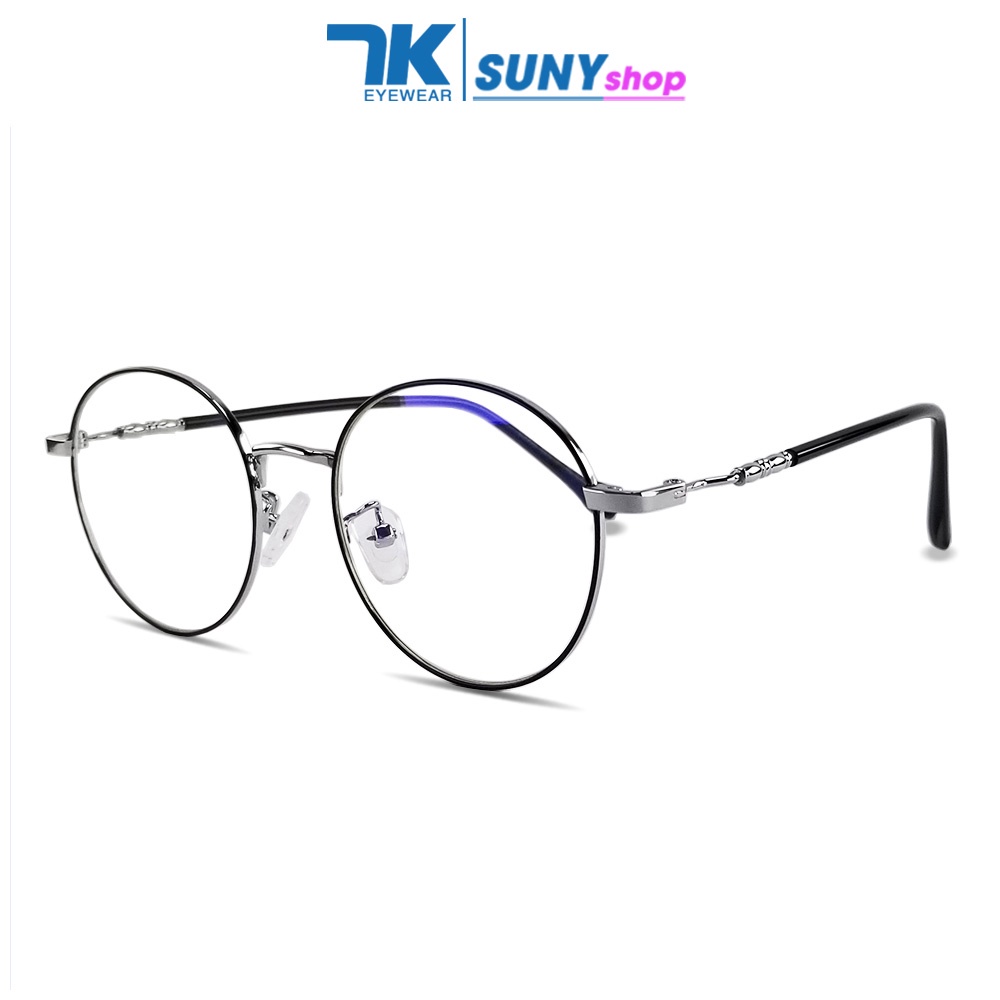 Ảnh Kính cận có độ sẵn 0 đến 6 độ nam nữ mắt tròn kim loại màu bạc, vàng hồng, đen 7K2999. Tròng chống ánh sáng xanh, tia UV 2