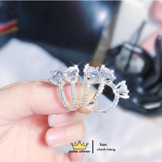 Nhẫn nữ đính đá thời trang , nhẫn to đẹp , dày dặn , bạc ta - jena sliver