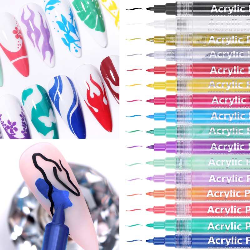 Bút vẽ nail móng tay chuyên dụng LI LƯ 48 màu neon 3D chống nước làm đẹp DIY nghệ thuật