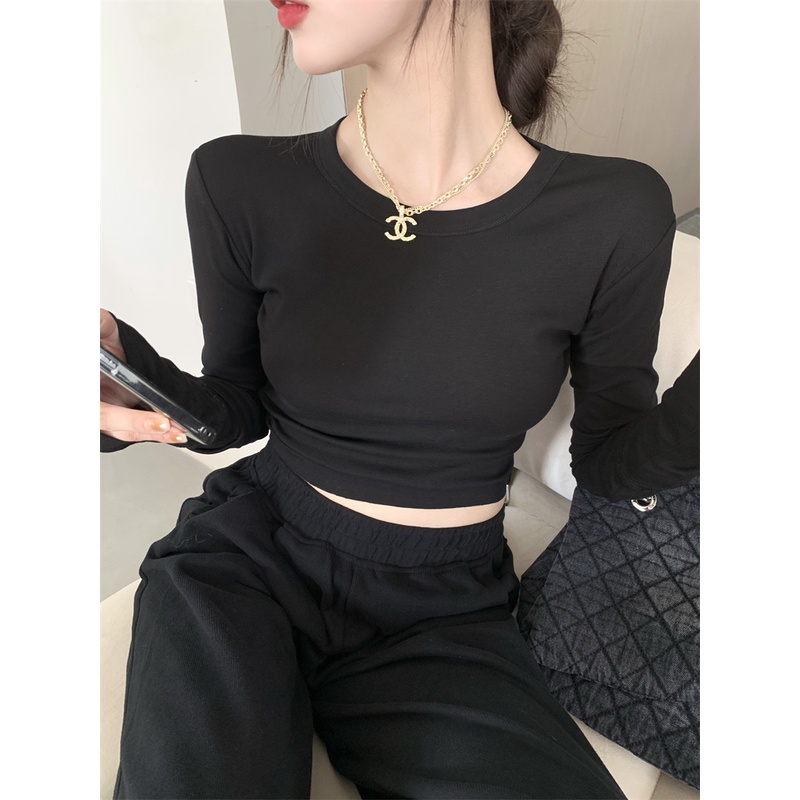 Áo Croptop Tay Dài CỔ TRÒN Nữ Ôm Body Chất Tốt, Áo Thun kiểu nữ crt dài tay mặc đẹp