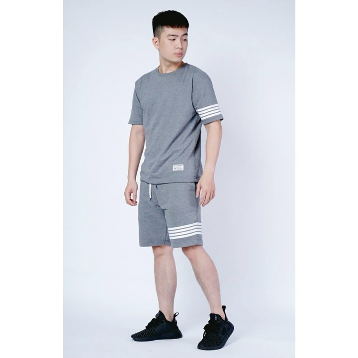 Quần áo Thun Nam - bộ quần áo nam phối viền kẻ thời trang mùa hè 9999