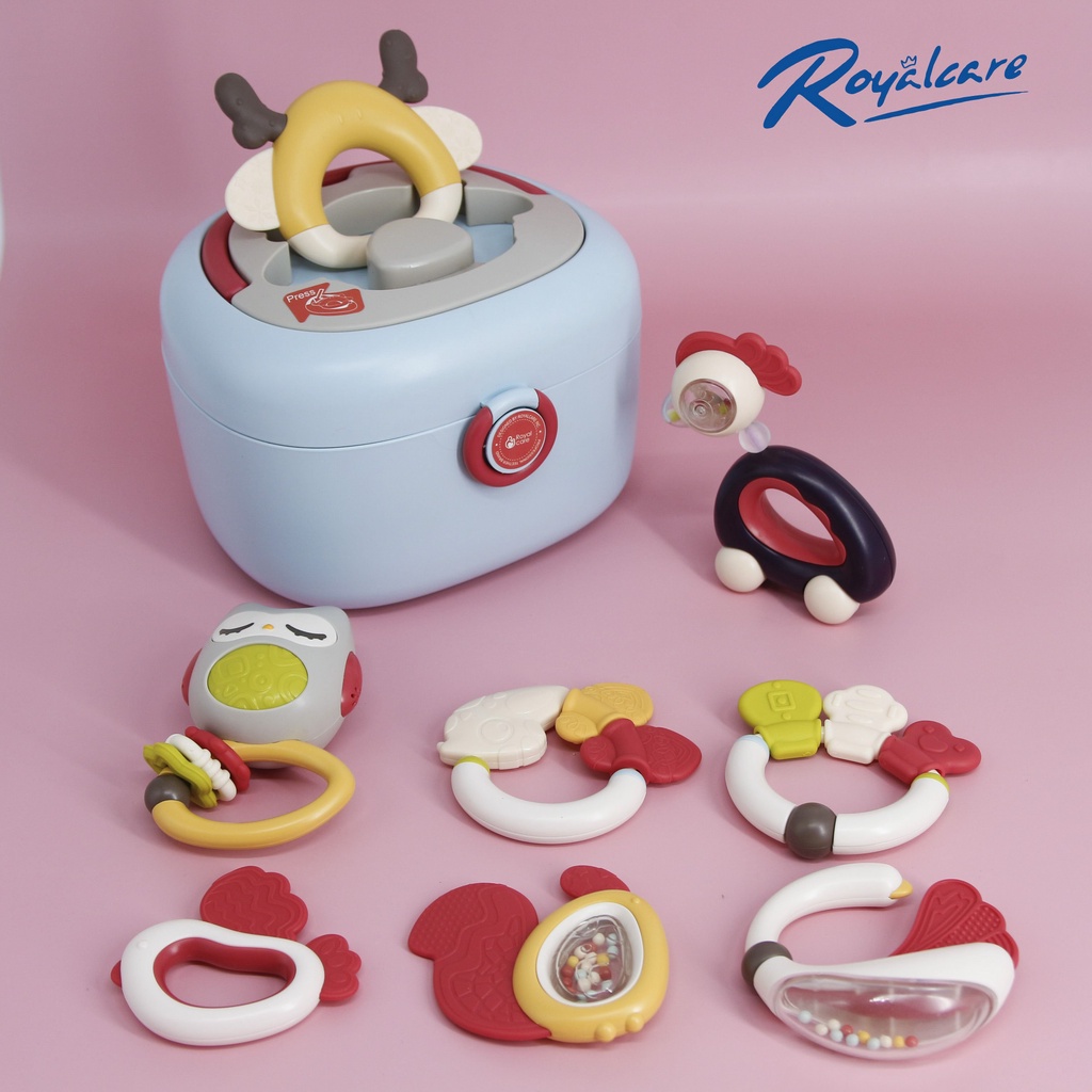 Ảnh Bộ đồ chơi xúc xắc 8 món gặm nướu, lục lạc cao cấp cho bé RoyalCare 822-493-S8 đáng yêu, an toàn, âm thanh vui tai 1