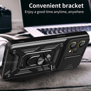 Dành Cho Realme 9 / 9 Pro Plus / 8 Pro / 8i / Narzo 50 4G / 5G Ốp điện thoại Đẩy Cửa Sổ Ống Kính Mặt Sau Cứng Tích Hợp Giá Đỡ Vòng TPU Mềm Chống Sốc Chống Rơi Mỏng Bao