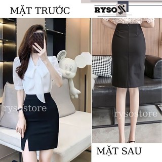 Chân Váy Công Sở Chữ A Xẻ Tà Trước Chất Mango Cao Cấp Siêu Thanh Lịch Nhẹ Nhàng Cho Nữ CV02 RYSO