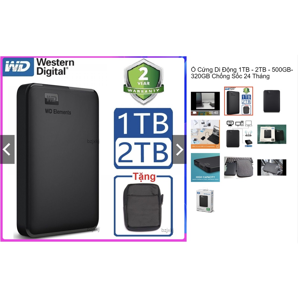 Ổ Cứng Di động Wd Elements Chính Hãng 320gb 500gb 1tb 2tb 4tb Bảo Hành 24 Tháng 12 Tháng Lỗi 0812