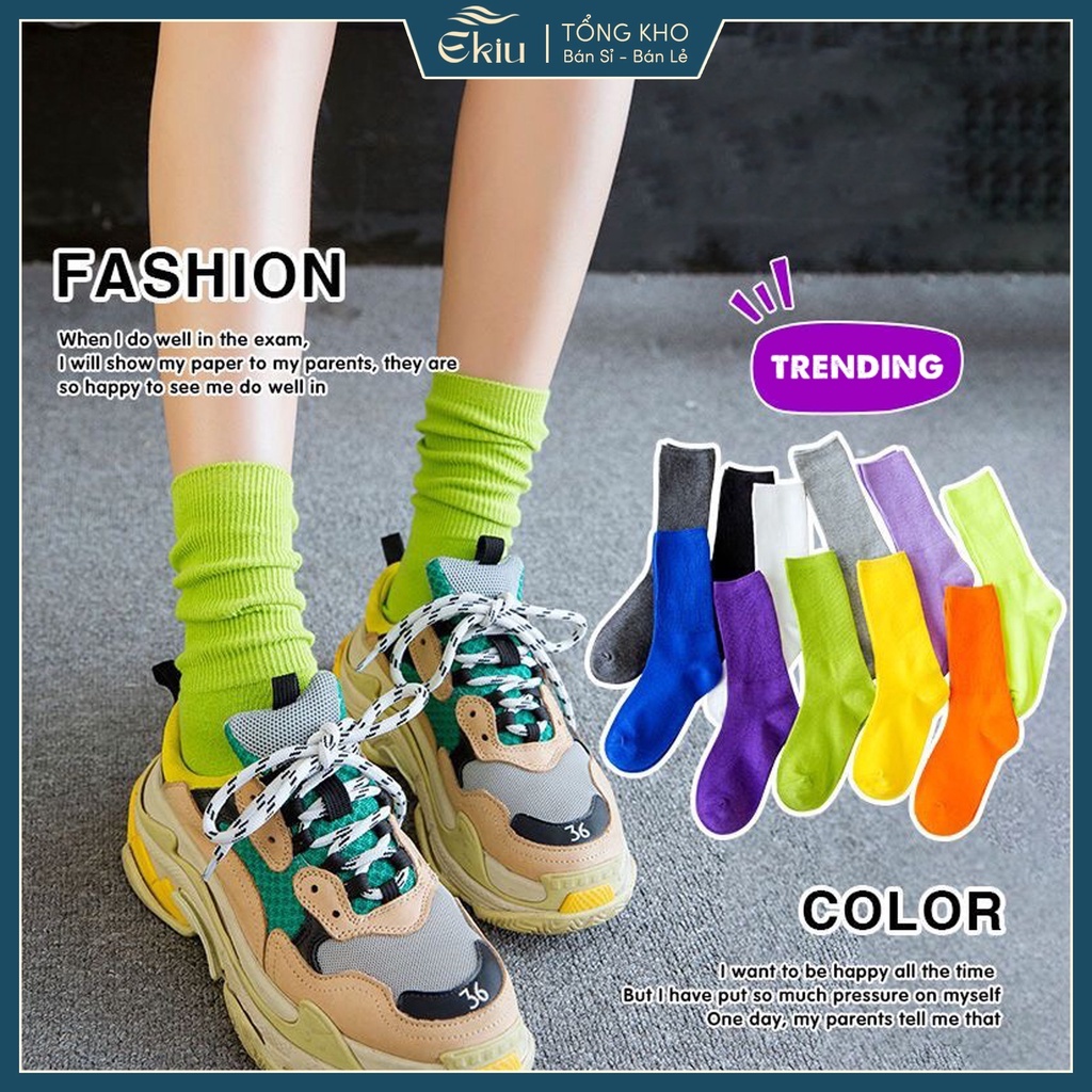 Tất vớ cổ cao nam nữ chất liệu cotton, phong cách Hàn Quốc trẻ trung - Ekiu Shop