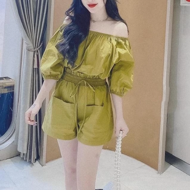 Set Đồ Bộ Bánh Bèo Trễ Vai Nữ Madela. Bộ Quần Áo Kiểu Nữ Mùa Hè Bộ: Set Trễ Vai Bánh Bèo, Đồ Bộ Nữ Mùa Hè, Áo Kiểu Nữ