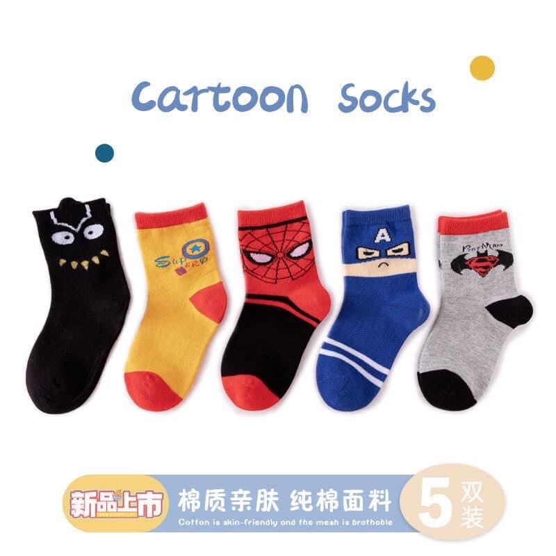 [NGÔ KHOAI MỲ] Set 5 đôi tất siêu anh hùng cho bé