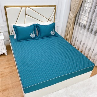 Ga gối lụa thêu thương hiệu, ga lụa trần bông kèm gối thêu LV cao cấp đủ size  loại 1
