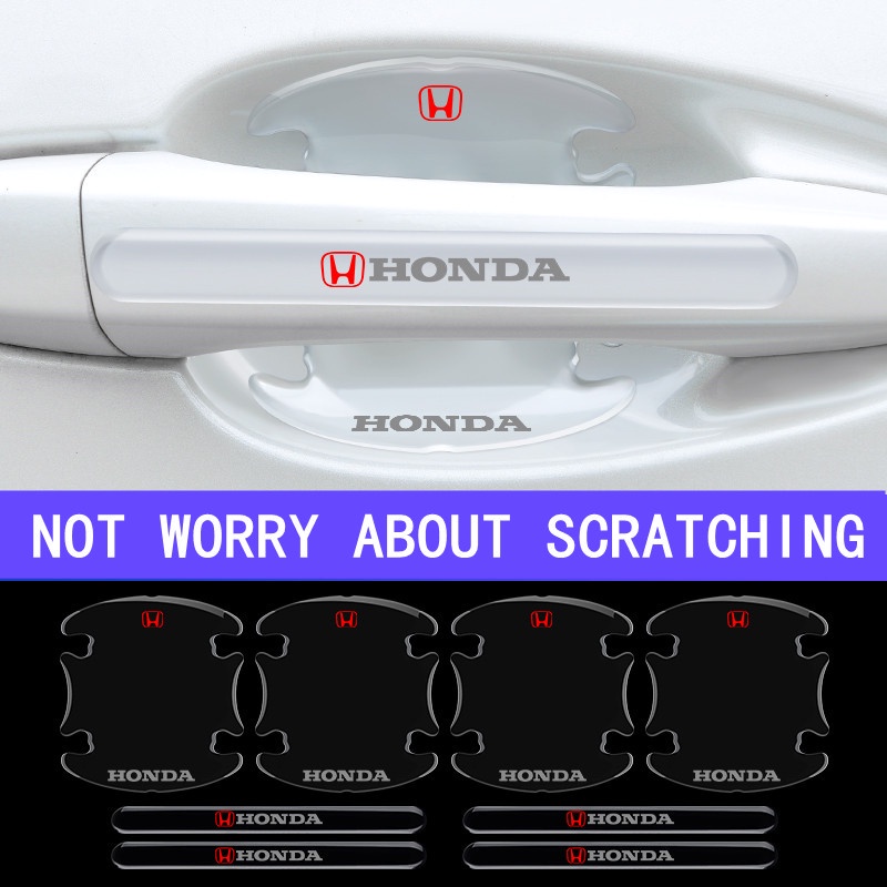 Set 4 / 8 Miếng Dán Silicon Bảo Vệ Tay Nắm Cửa Xe Hơi Honda Mugen City Civci Fit Jazz HRV BRV CRV Brio Accord Lead Mobilio Accessorie