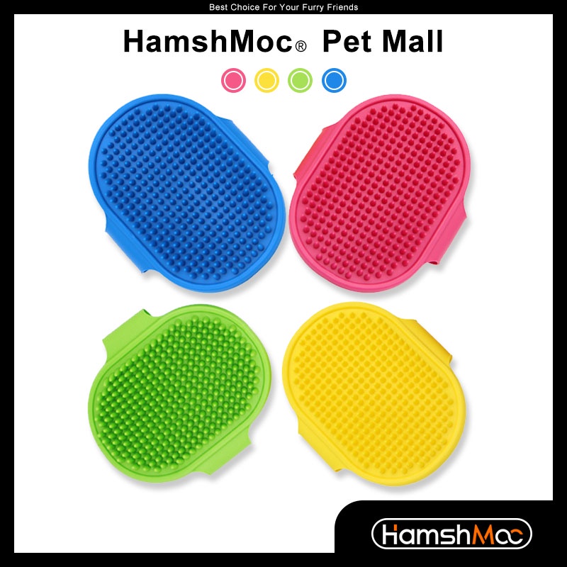 HamshMoc Massage Nhẹ Nhàng Cho Thú Cưng Lược Cao Su Mềm Cho Chó Bàn Chải Chải Chải Lông Tay Cầm Vòng Có Thể Điều Chỉnh Cho Chó Dài Tóc Ngắn Chó Mèo