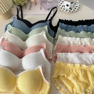 1 Set Áo Ngực + Quần Lót Xếp Ly Không Đường May Mềm Mại Thoải Mái Cho Nữ
