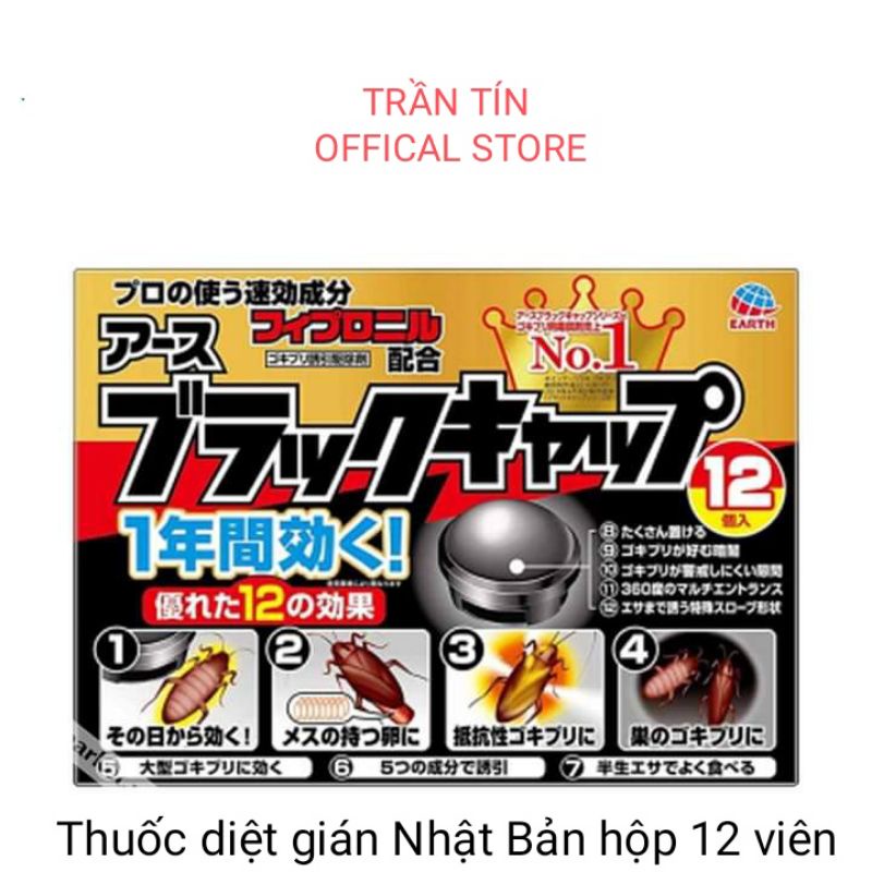 [HÀNG CHÍNH HÃNG] Hộp thuốc diệt gián 12 viên Nhật bản,  Thuốc giệt gián của Nhật Barracks Cap hộp 12 viên MÃ 956589