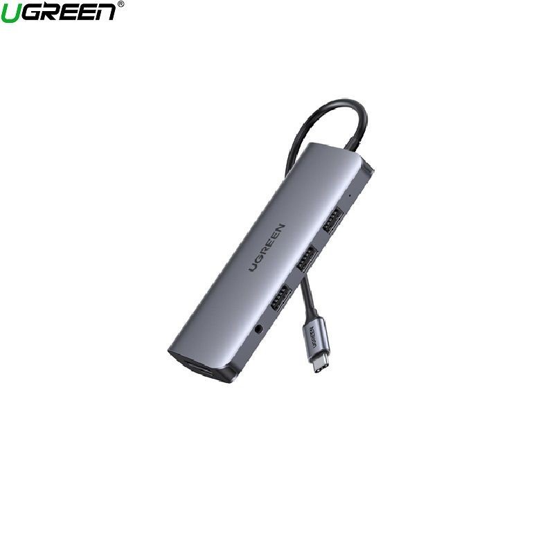 Ugreen 80133 màu xám bộ chuyển type C ra 3 usb A 3.0 4k HDMI VGA RJ45 ...