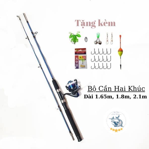 [hai khúc đặc] Bộ cần câu máy 2 Khúc và máy câu cá giá rẻ – Tặng kèm 7 món phụ kiện – Docauanhquan21