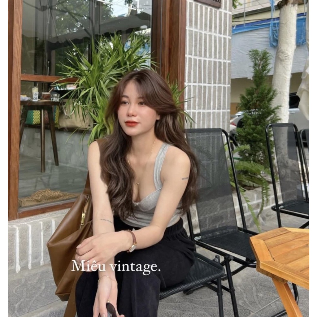 Áo Cúp ngực Bra Đúc cao su 2 Dây Bản To Dáng Croptop Cúp Tròn Nâng Ngực Quyến Rũ.