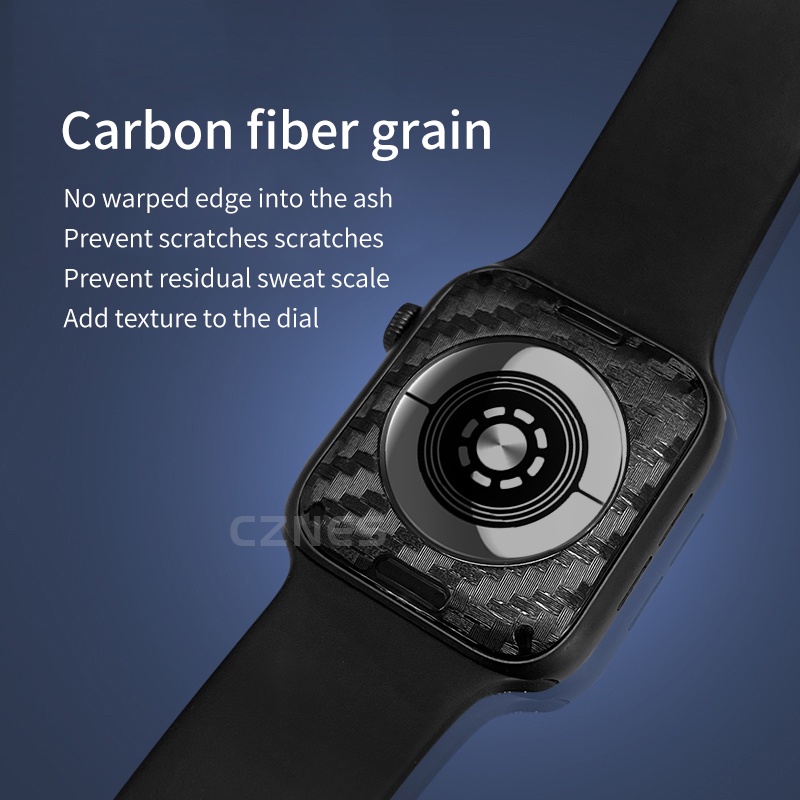 Phim mặt sau bằng sợi Carbon bảo vệ mặt sau màng chống mồ hôi cho Apple Watch Ultra3 SE3 S11 S10 S9 S8 SE S7 S6 S5 Ultra 49mm 46mm 42mm 45mm 44mm 41mm 40mm Phim Iwatch