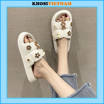 Dép lê nữ quai ngang bánh mỳ đế cao ✨Cao Cấp✨, Mẫu dép đúc quai ngang tặng kèm stiker đính sẵn mã KG33
