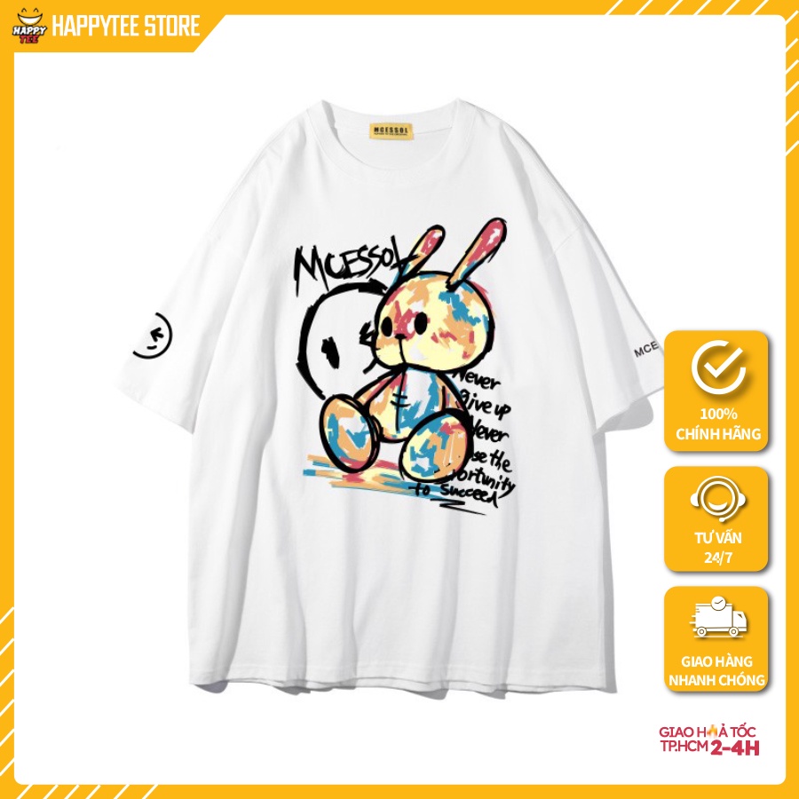 Áo thun Tay Lỡ HappyFamily Form Rộng UNISEX In Graphic Thỏ Trẻ Trung Cá Tính MCESSOL