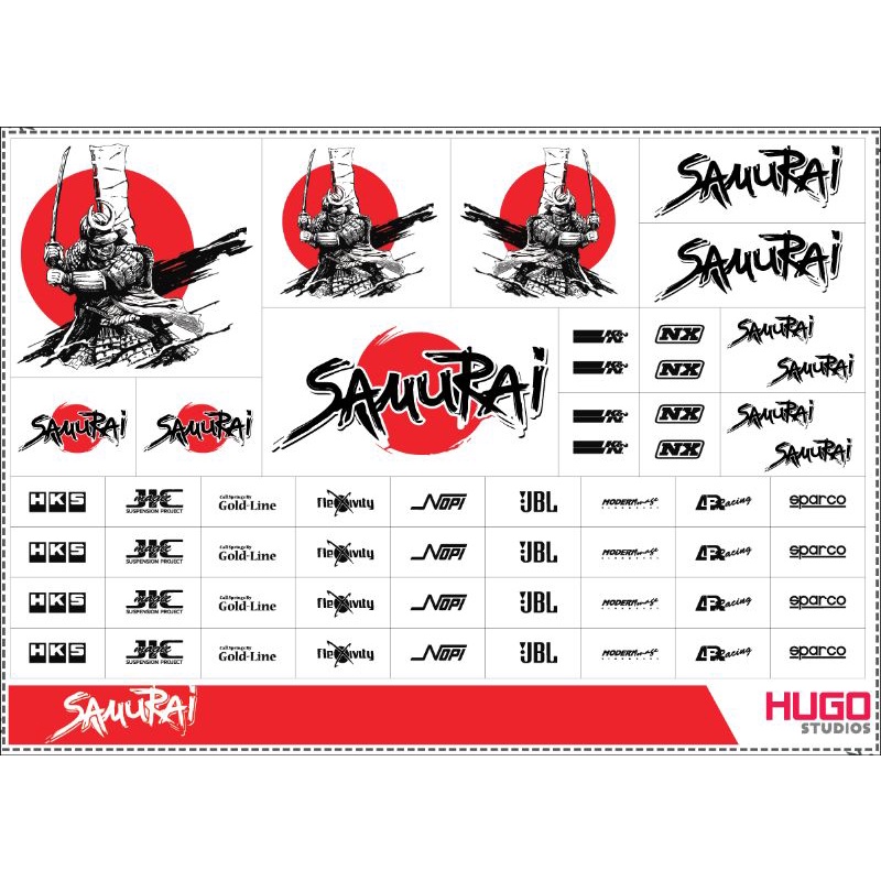 Hugo Studios Decal trượt nước Samurai tỉ lệ 1/64 chưa phủ clear ...