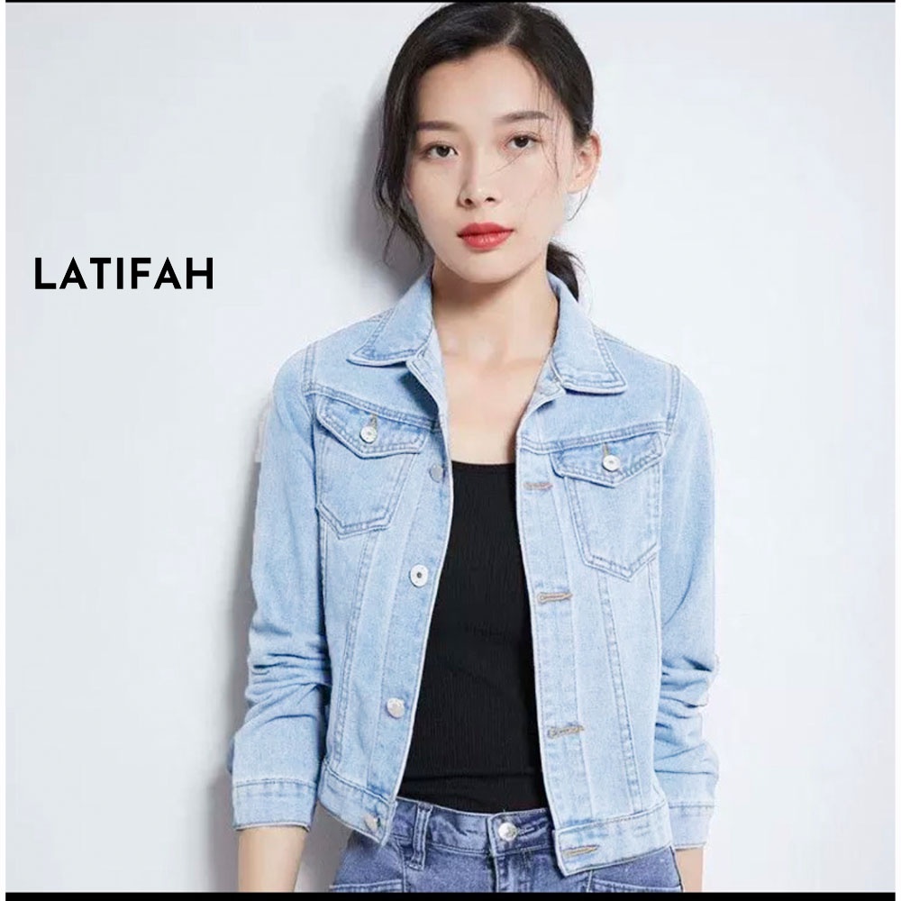 Áo khoác jean nữ LATIFAH co giãn trắng bạc trơn Basic AK314 phong cách hàn quốc trẻ trung năng động spe